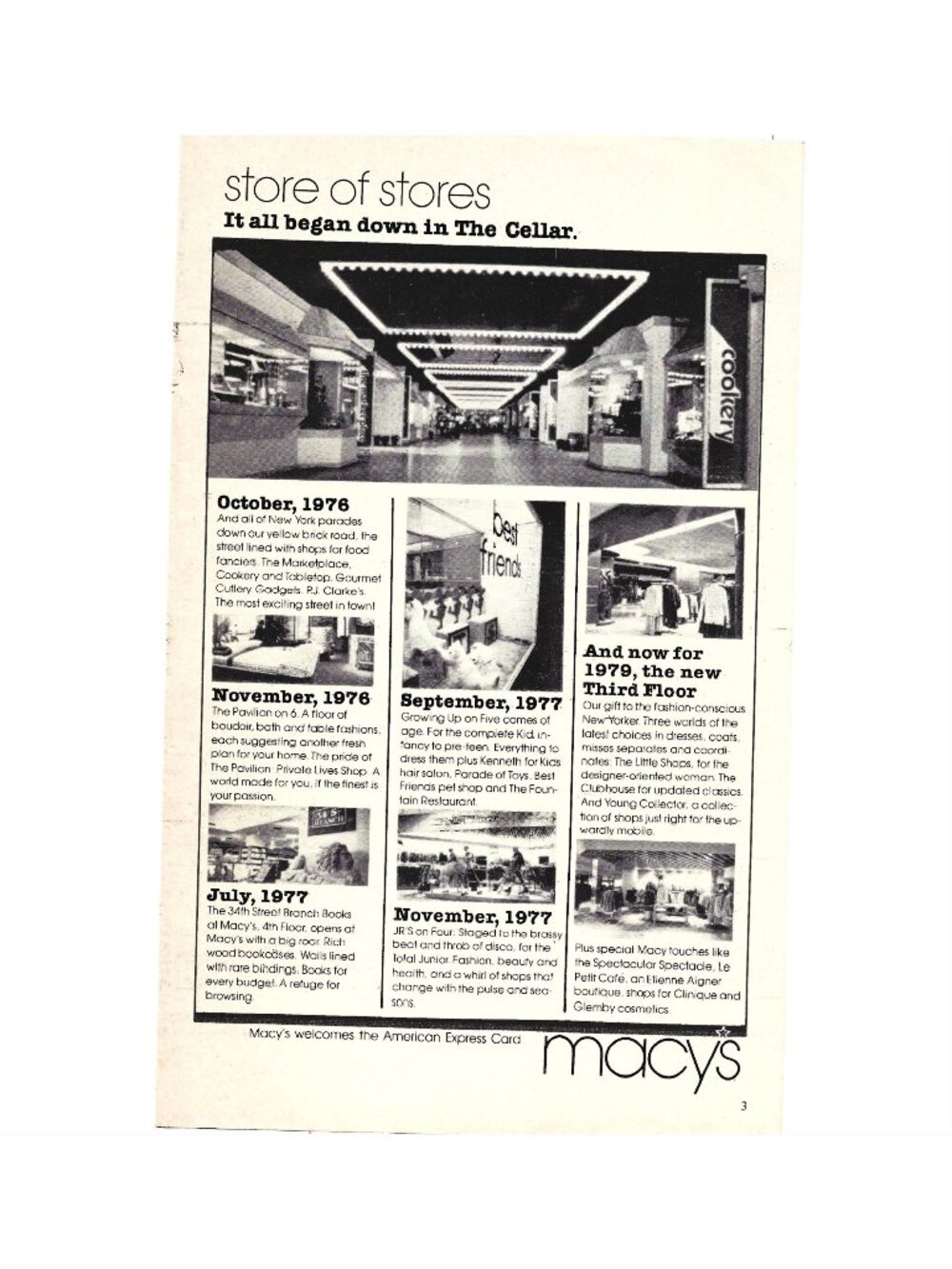 Print Ad Macys Store Evolution NYC  Vintage 1976 To 1979 Department The Cellar